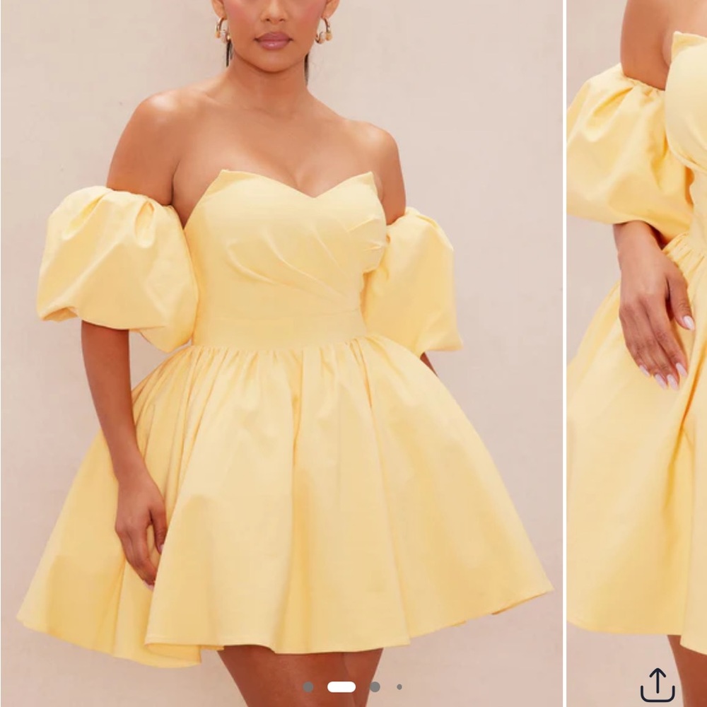 Fashion Nova Strapless Yellow Dress